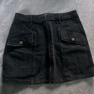 Black denim skirt